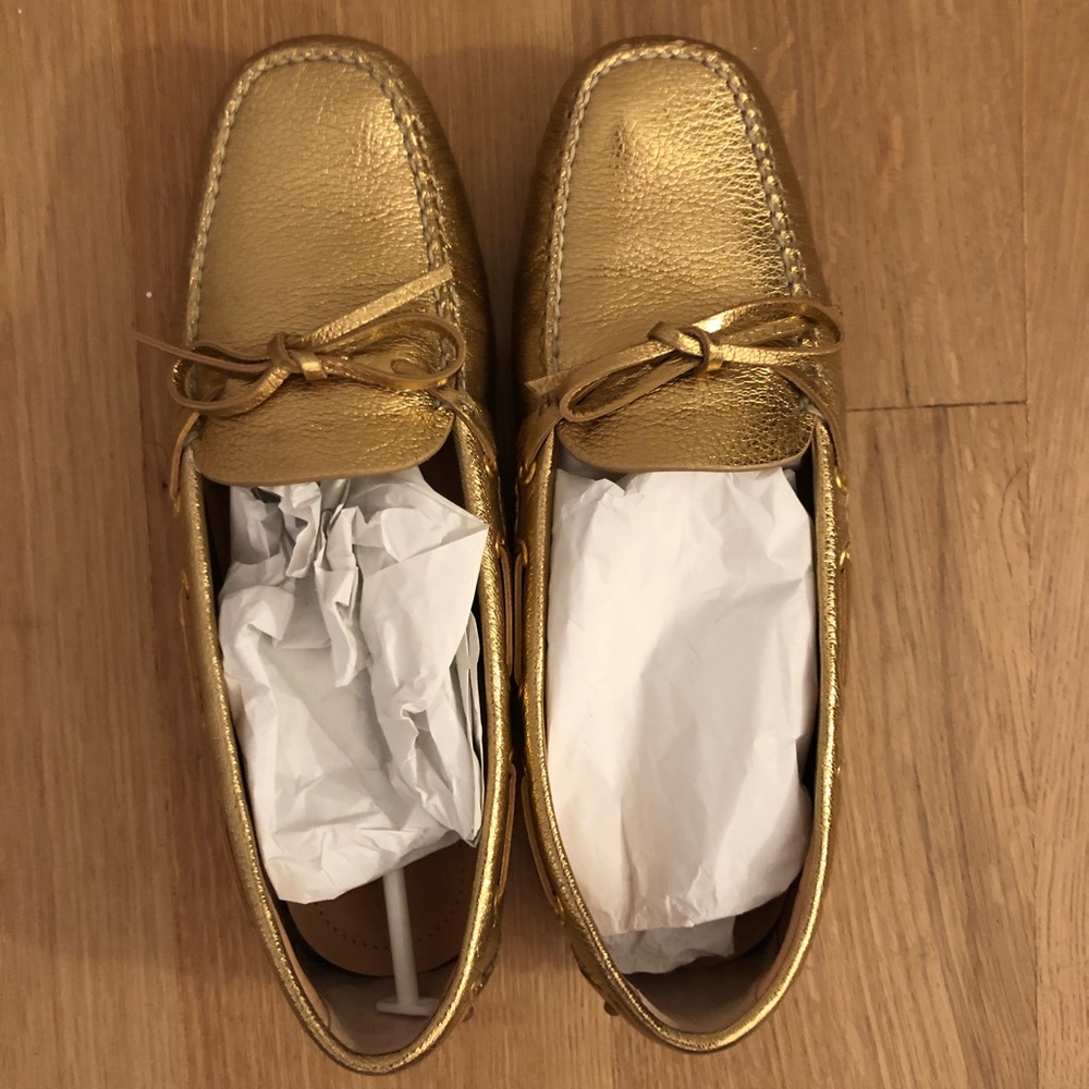 Prada Deerskin Driving Shoes Gold - Picture 2 of 6